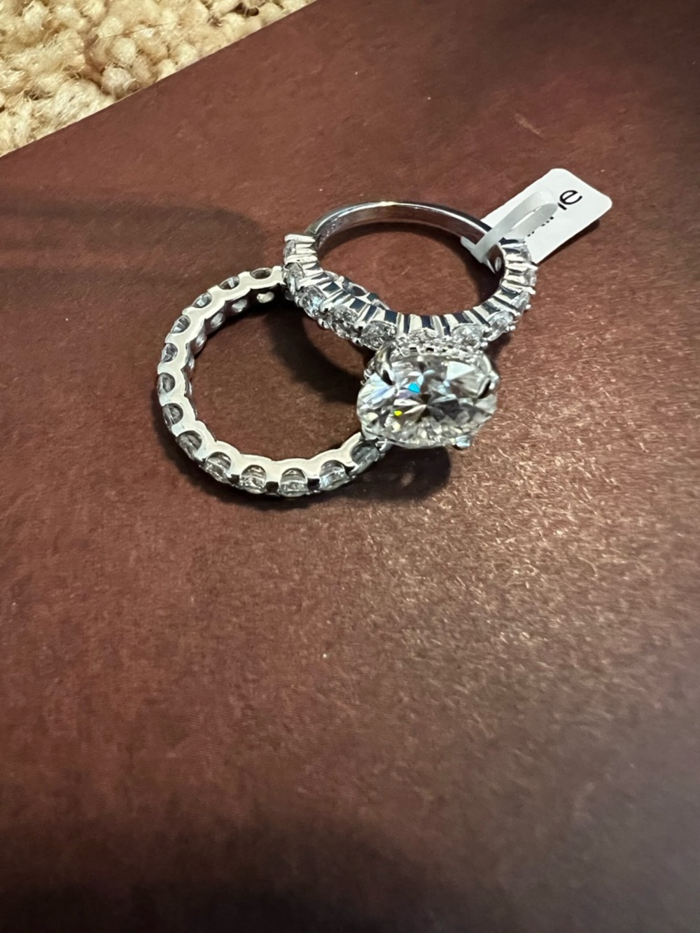 White Cubic Zirconia Solitaire Ring with Matching Band - Picture 3 of 6